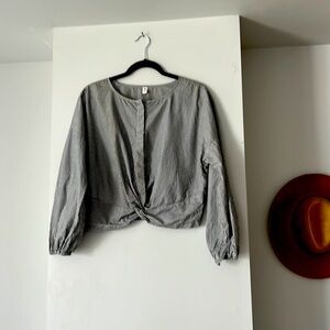 Cropped Button Up Striped Shirt